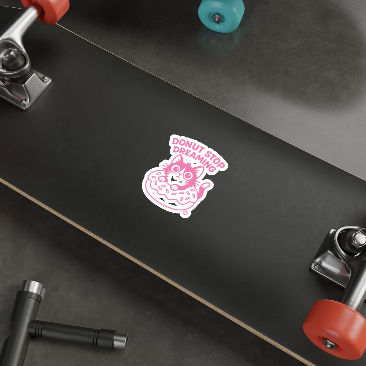 DONUT STOP DREAMING Pink Cat Donut Cute Sticker 