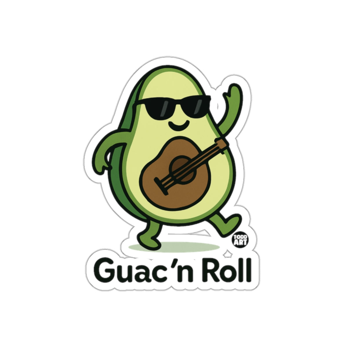 Cool Avocado Playing Guitar Guac'n Roll Sticker