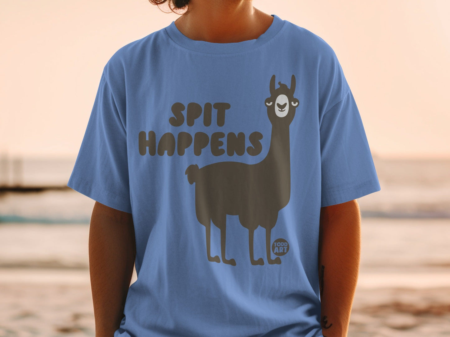 Spit Happens Llama Graphic Fun T-shirt Design