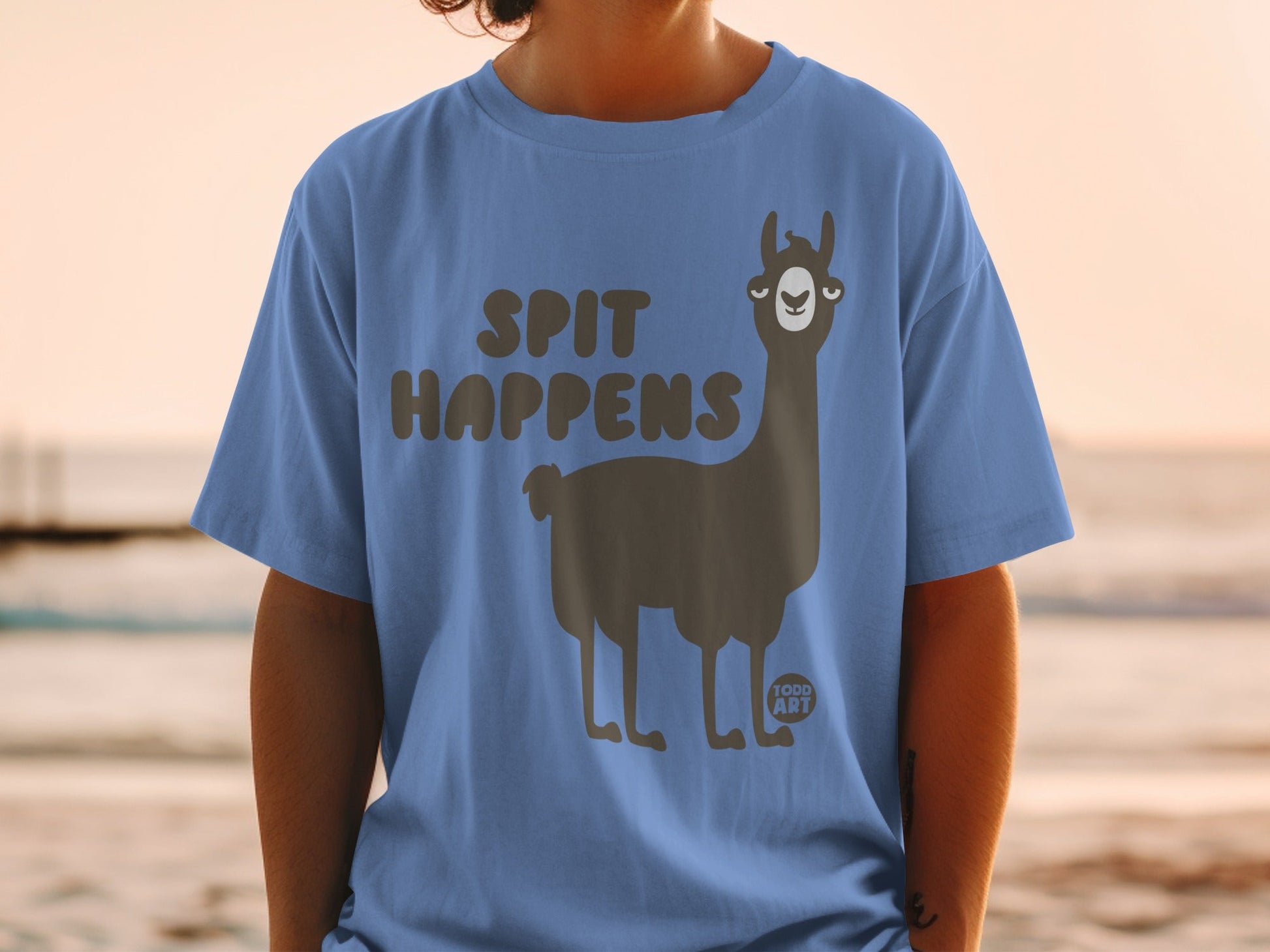 Spit Happens Llama Graphic Fun T-shirt Design