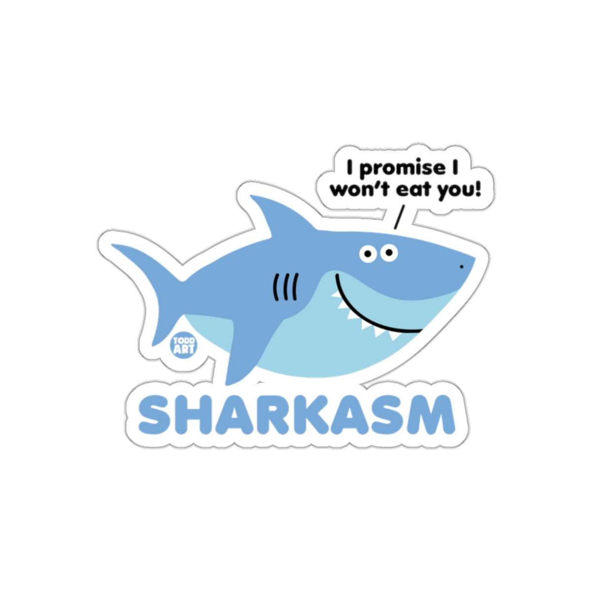Funny Shark With Sharkasm Wordplay Cartoon Graphic sticker