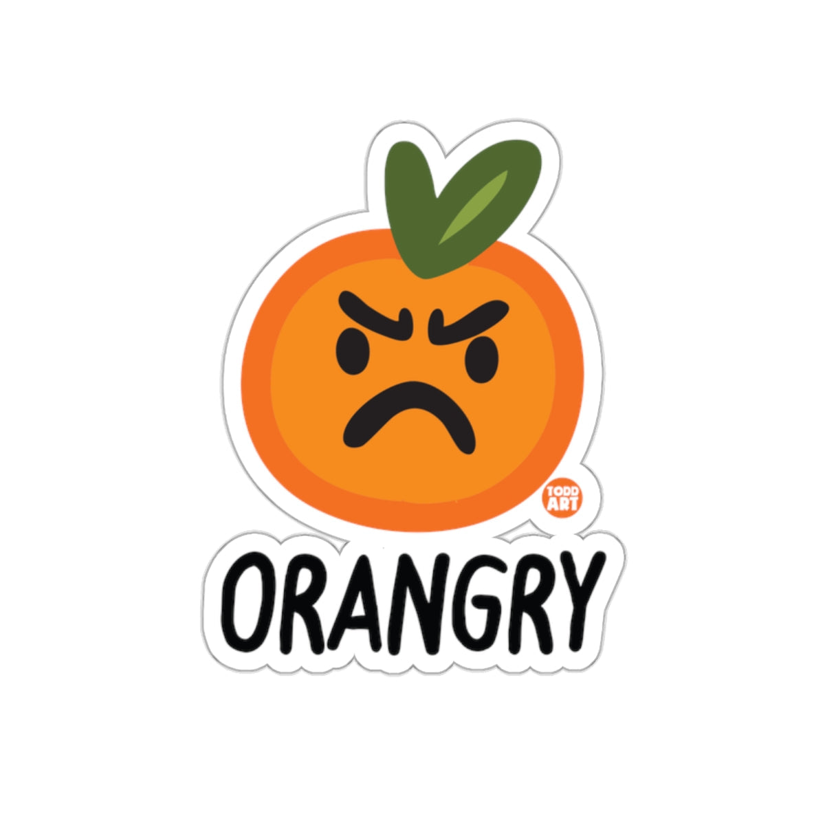 Orangry Cartoon Character with Leaf Sticker