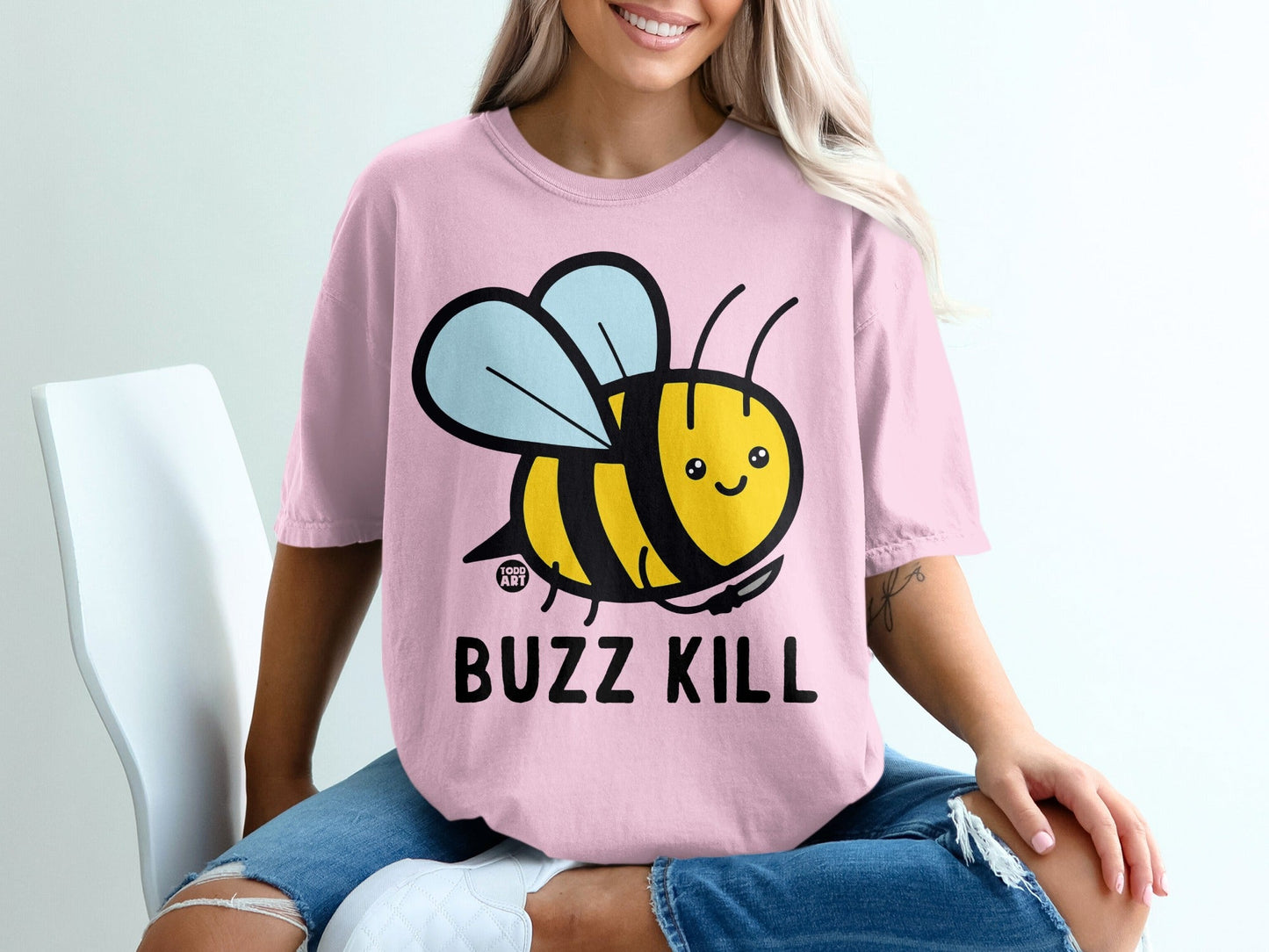 Buzz Kill Cute Bee Graphic Tee Shirt