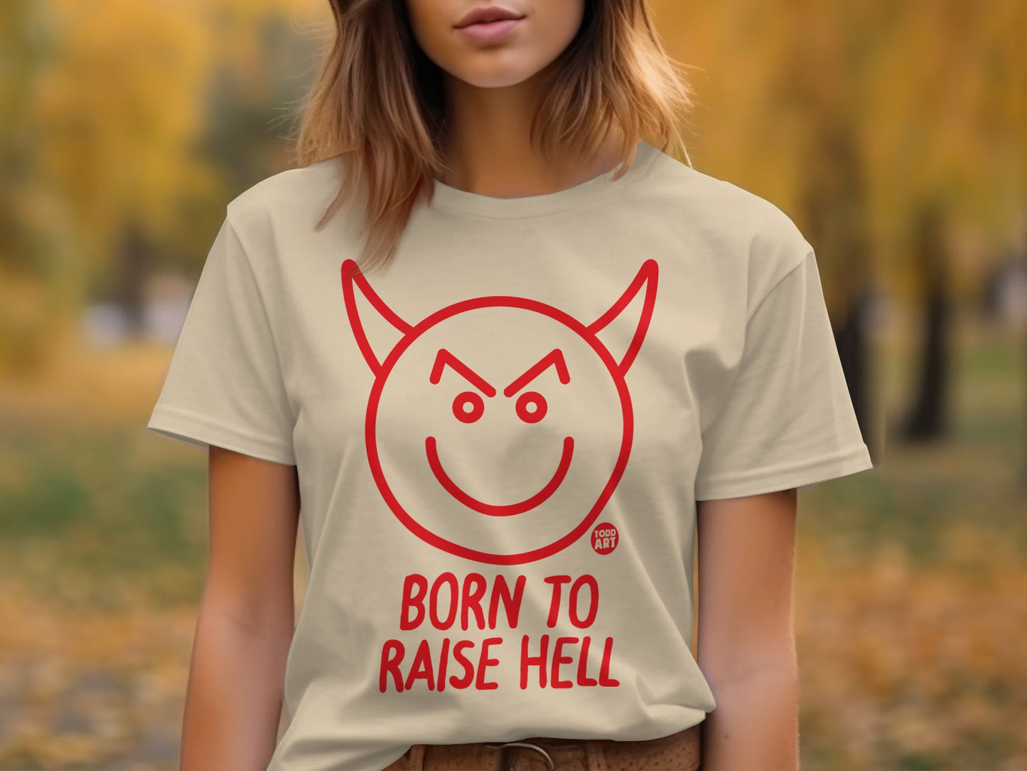 Born To Raise Hell Devil Smile Graphic T-Shirt