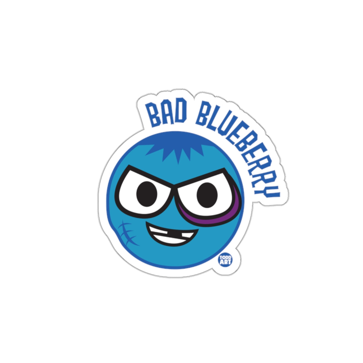 Bad Blueberry Smiling Cartoon Design Sticker