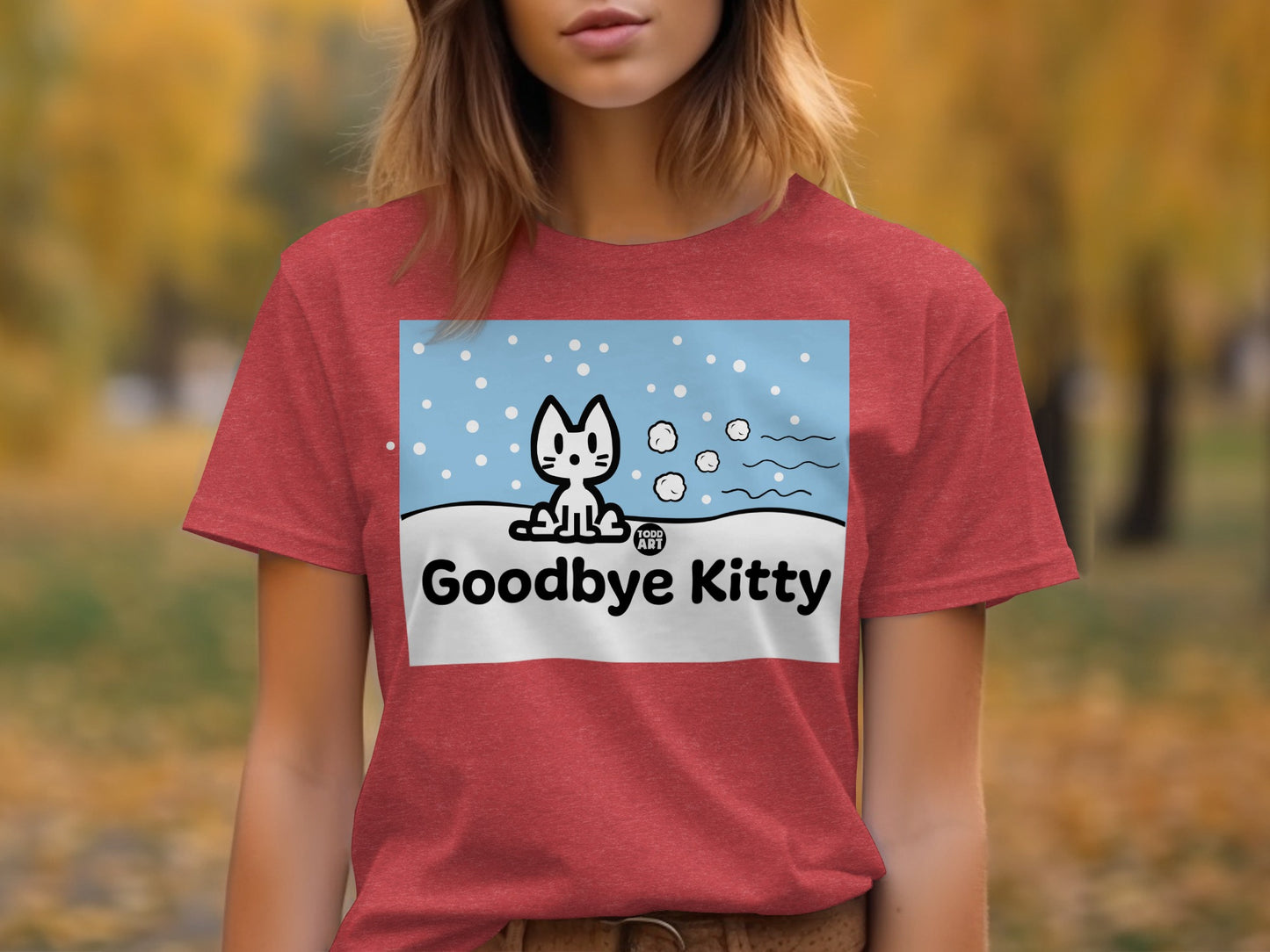 Goodbye Kitty Cute Red T-Shirt for Cat Lovers