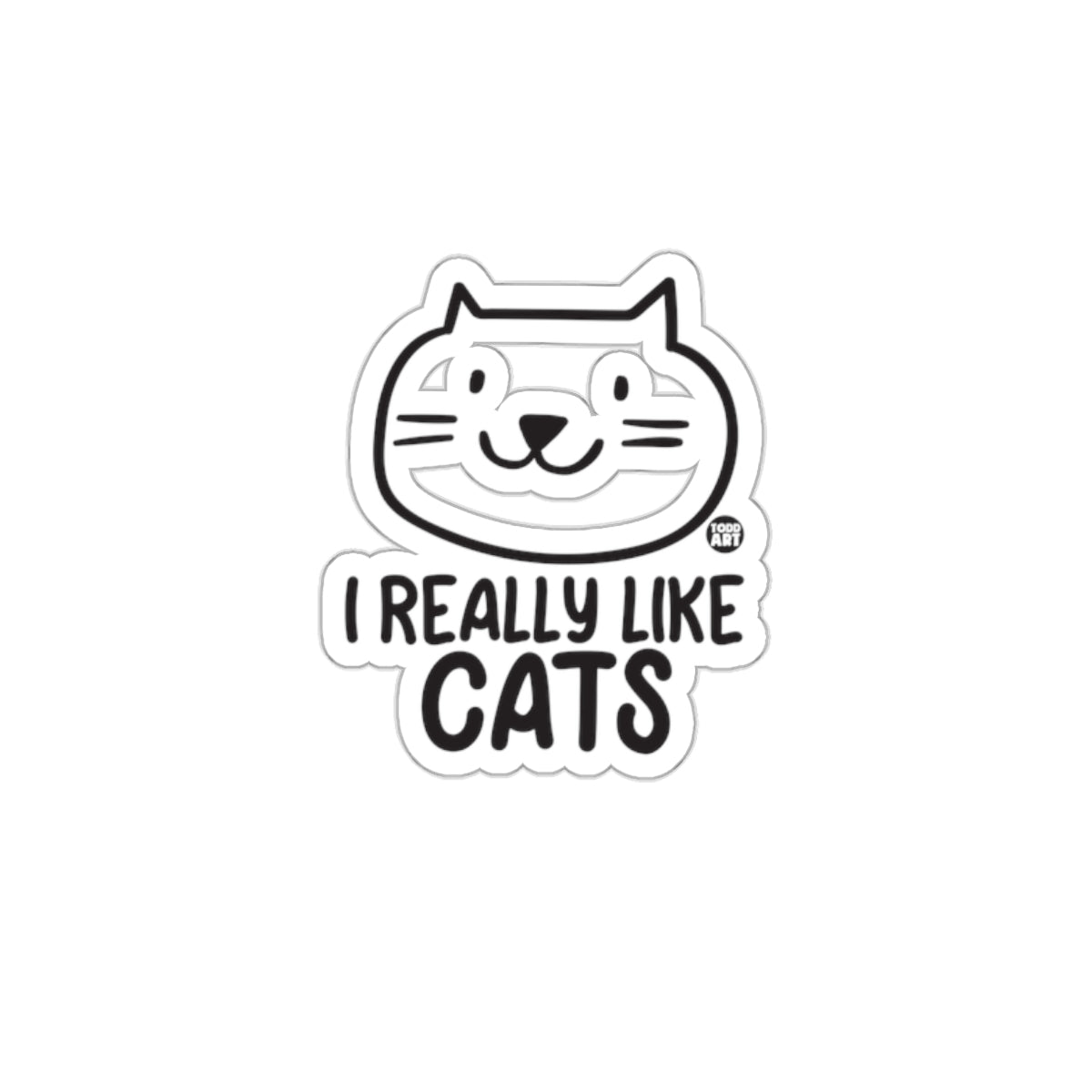 I Really Like Cats Cartoon Face Sticker for Cat Lovers