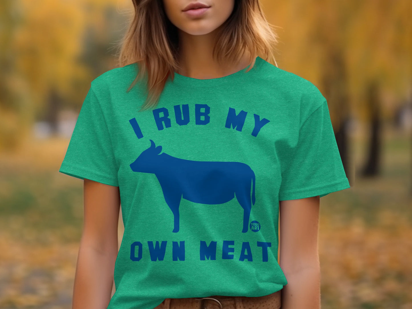I Rub My Own Meat Funny BBQ Cow Graphic T-Shirt