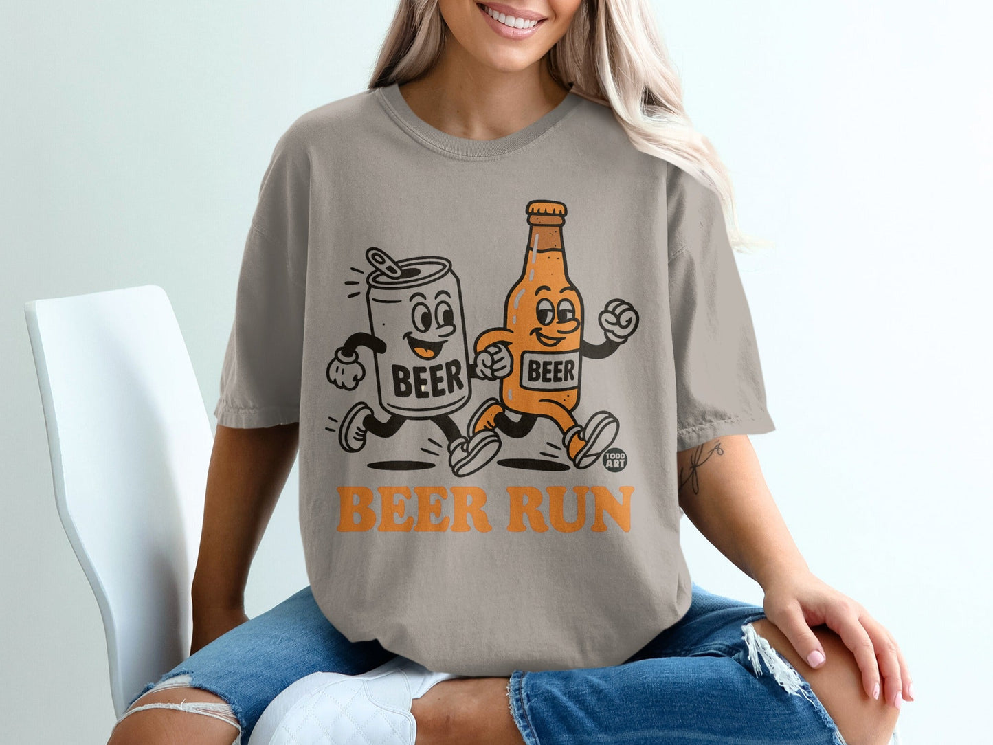 Beer Run Graphic T-Shirt Fun Novelty Party Shirt