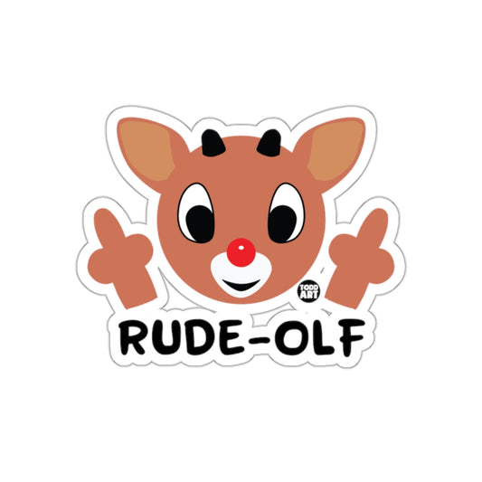 Rude-Olf Funny Christmas Reindeer Sticker for Holiday Fun