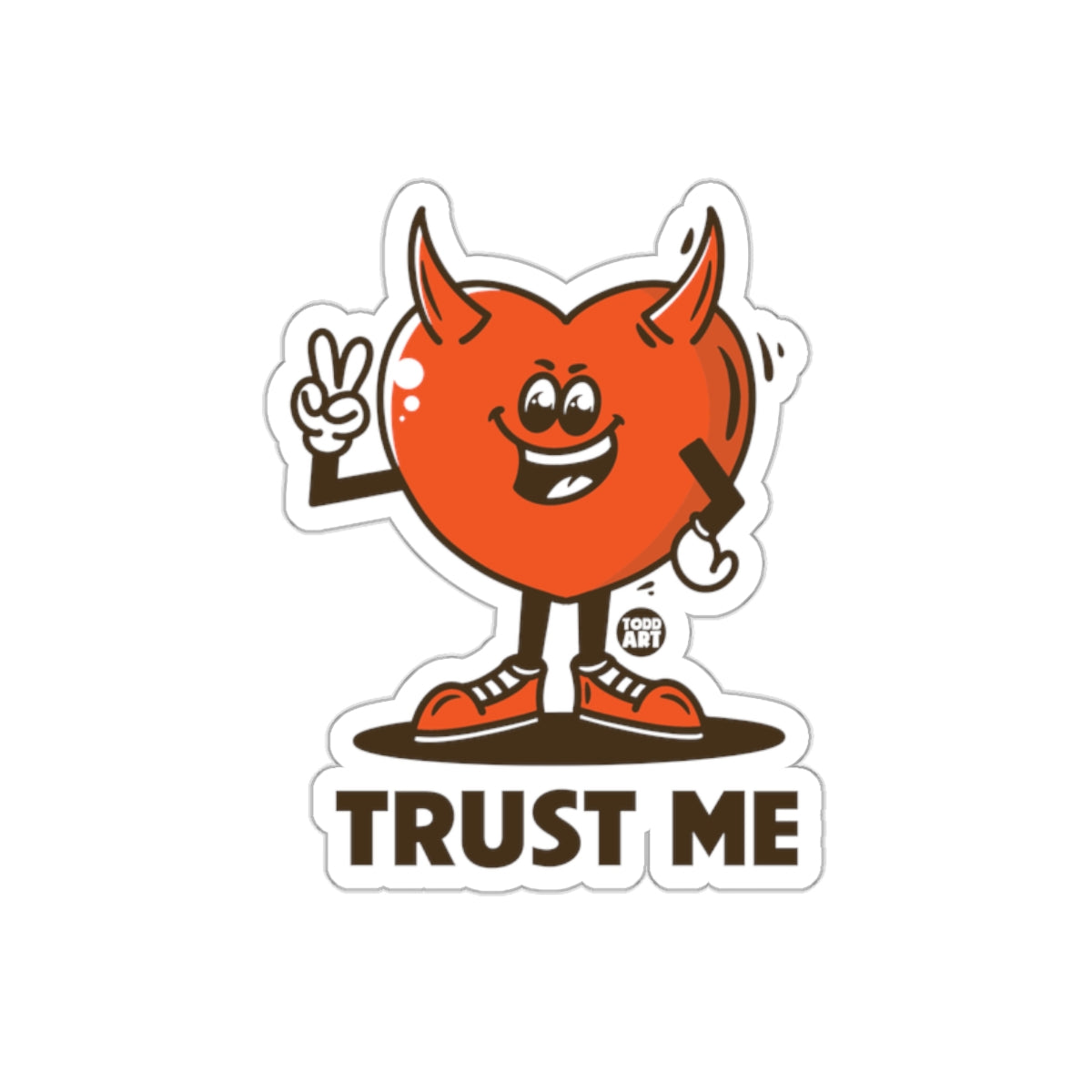 Trust Me Cartoon Devil Heart Character Sticker