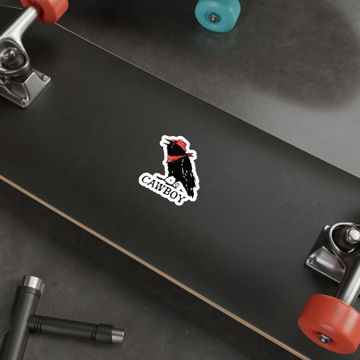 Black Crow Red Hat Bandana Cawboy Fun Sticker