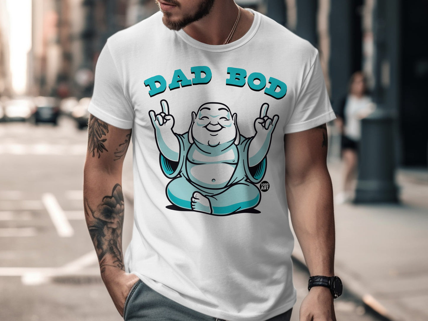 Funny Dad Bod Buddha Graphic Design T-Shirt