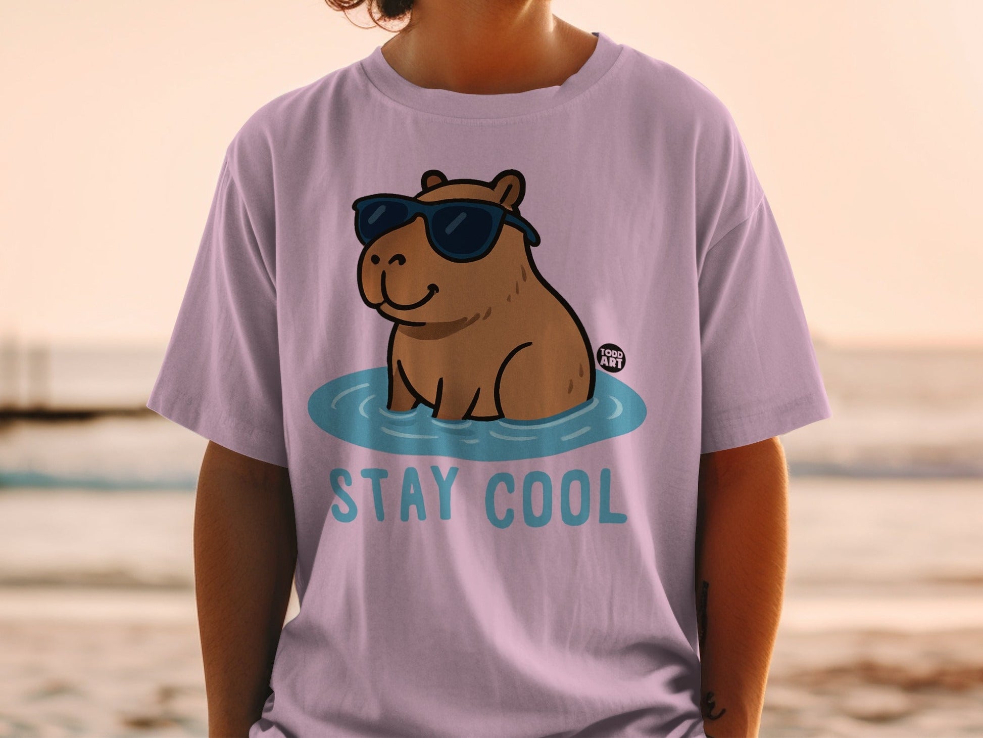 Stay Cool Hippo In Sunglasses Graphic T-shirt
