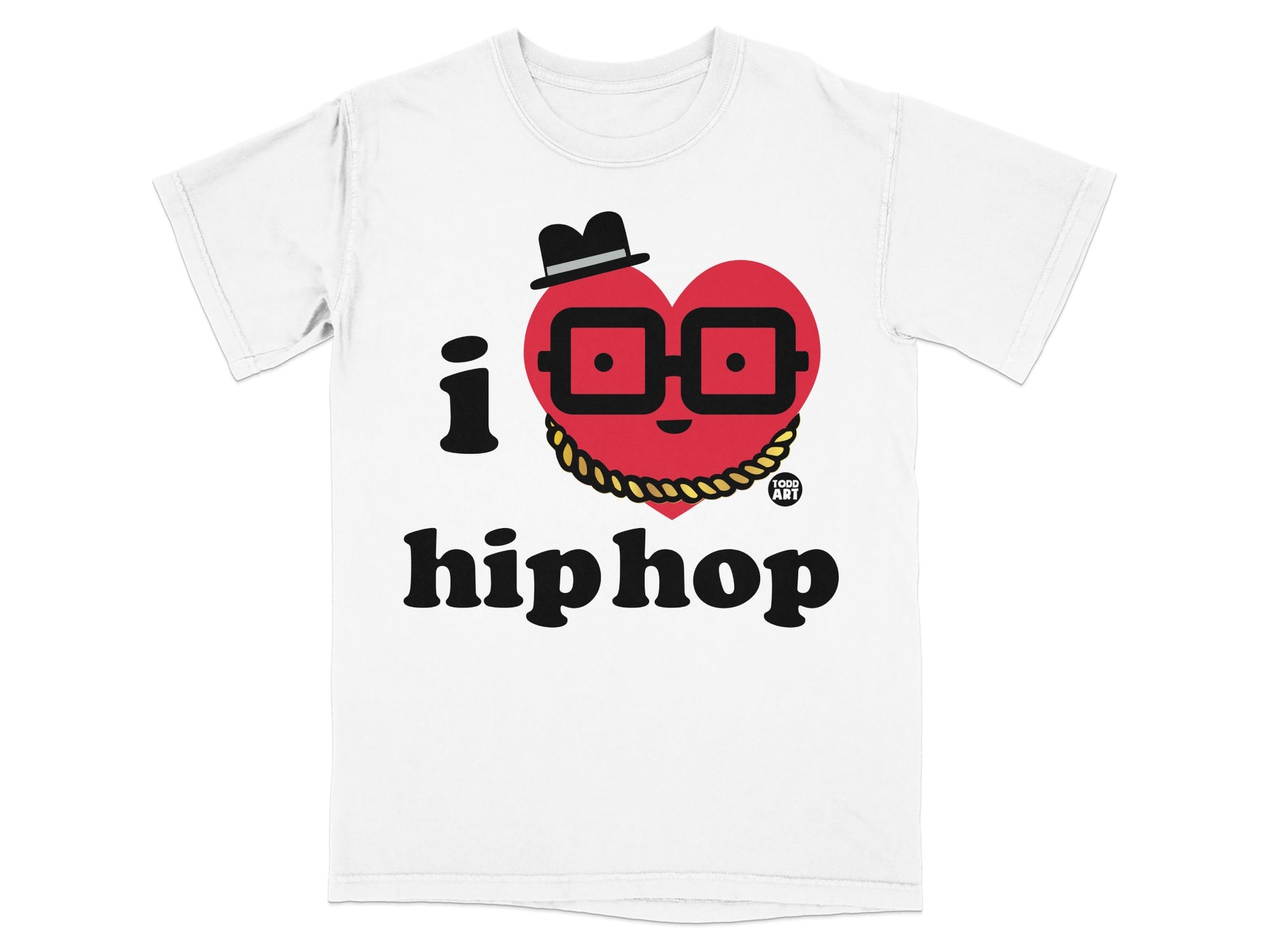I Love Hip Hop Cute Heart Glasses Design T-Shirt Product