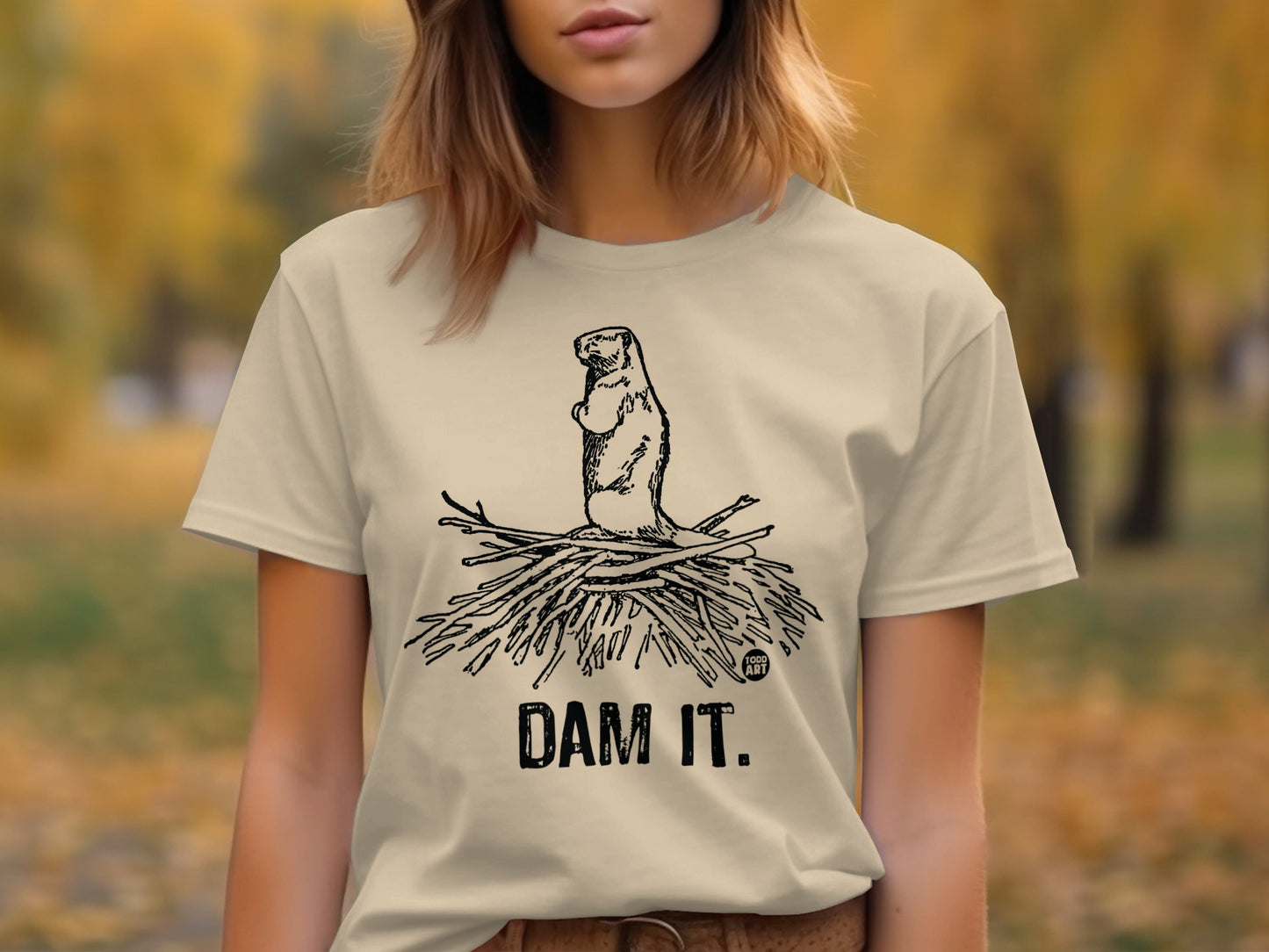 Dam It Beaver Humorous Graphic T-Shirt Design Product