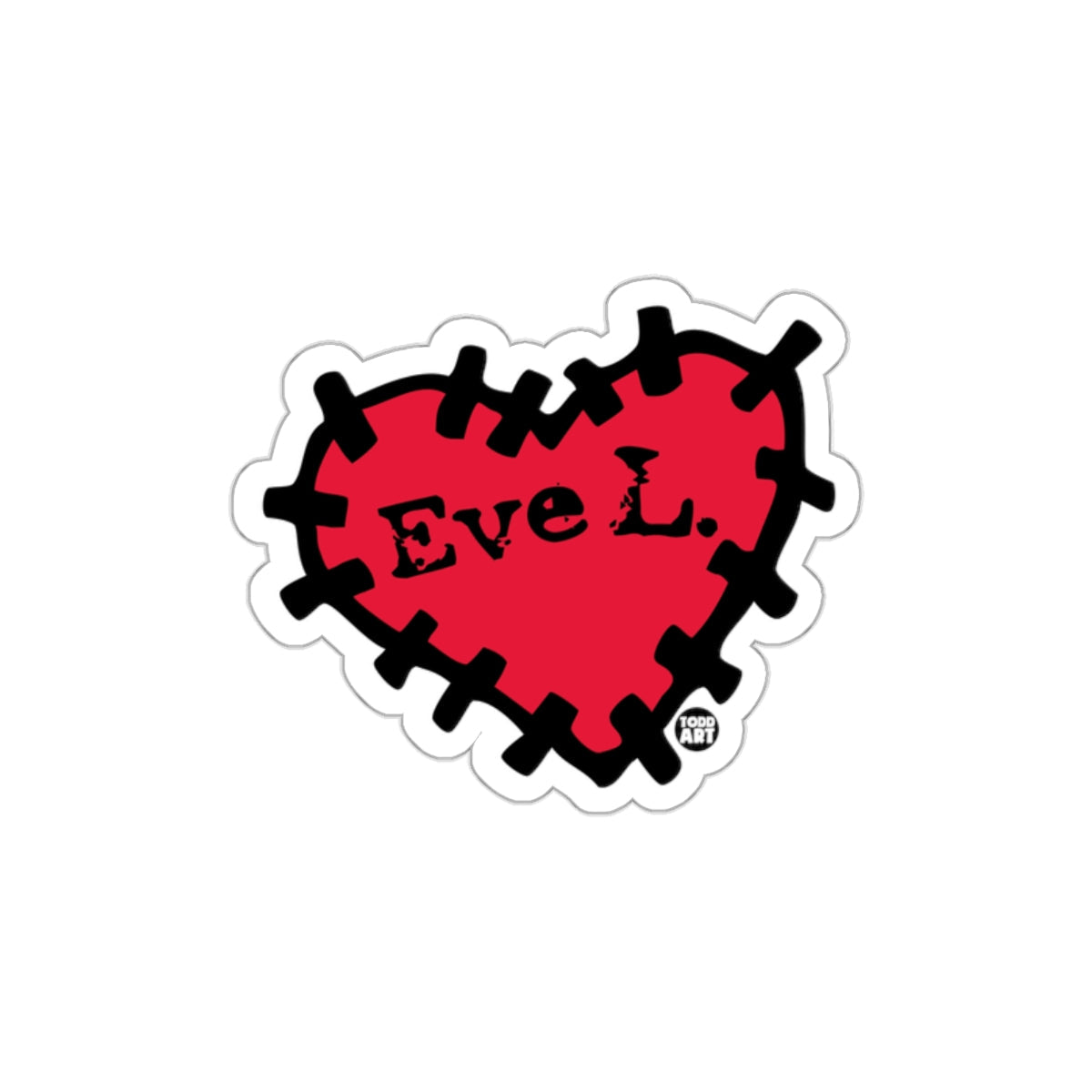 Eve L. Broken Heart Red and Black Sticker
