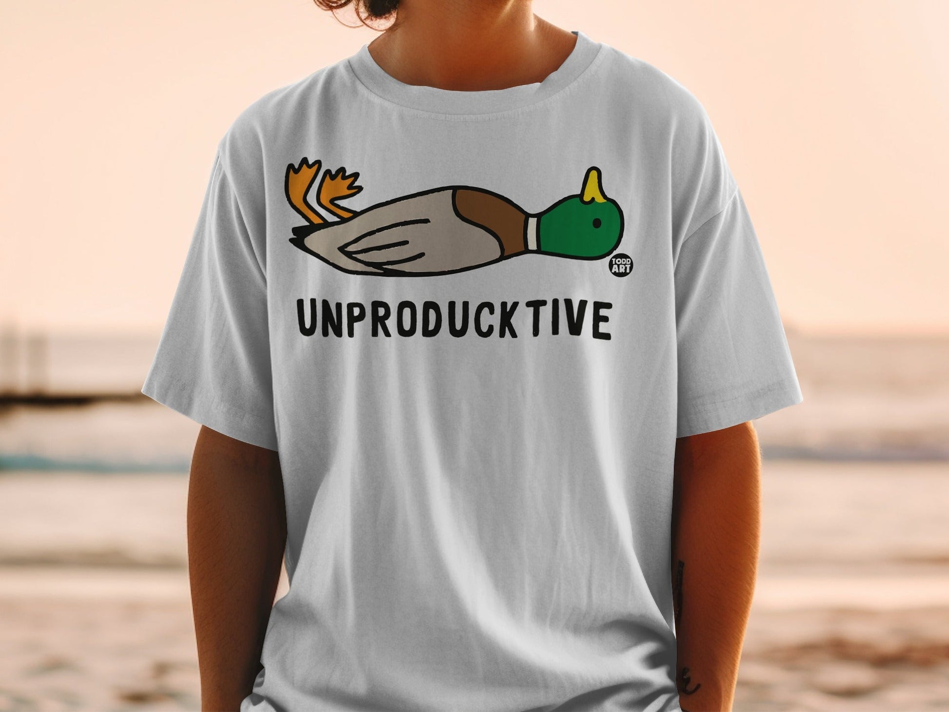 Funny Unproductive Duck Graphic Tee Shirt Ideal Gift