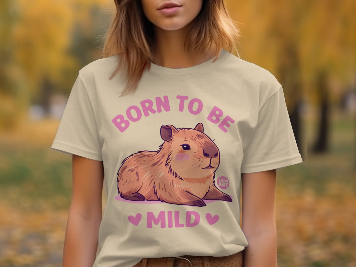 Born To Be Mild Cute Capybara Graphic T-shirt