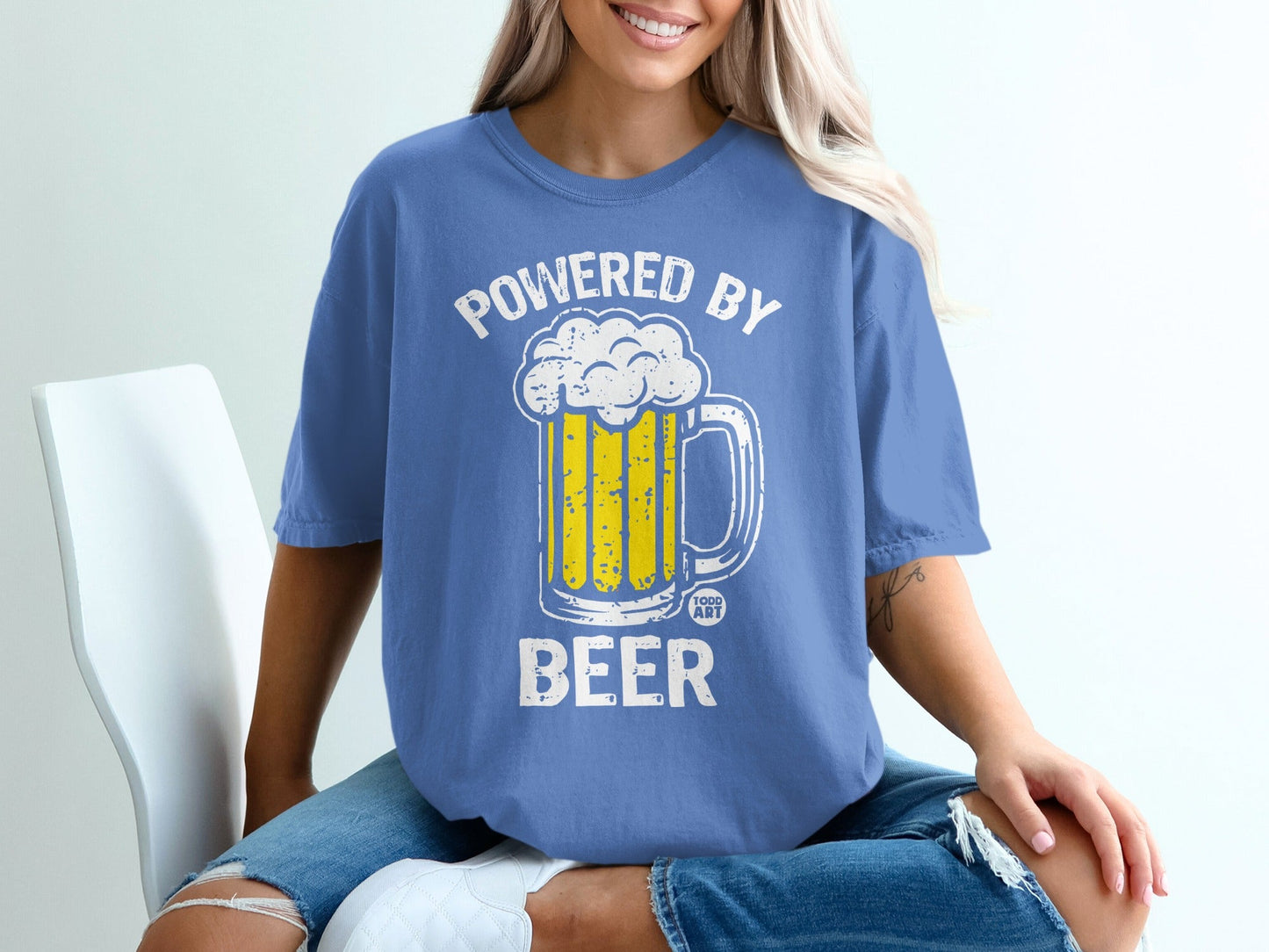 Powered by Beer Graphic Printed T-Shirt