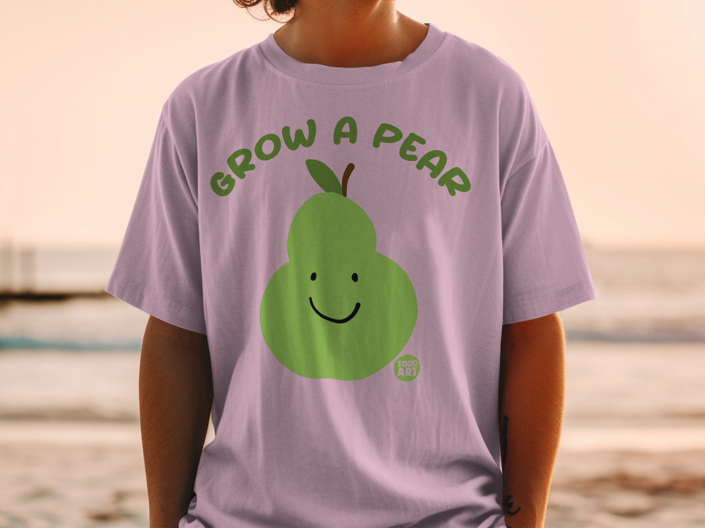 GROW A PEAR Happy Green Pear Design Light Purple product type
