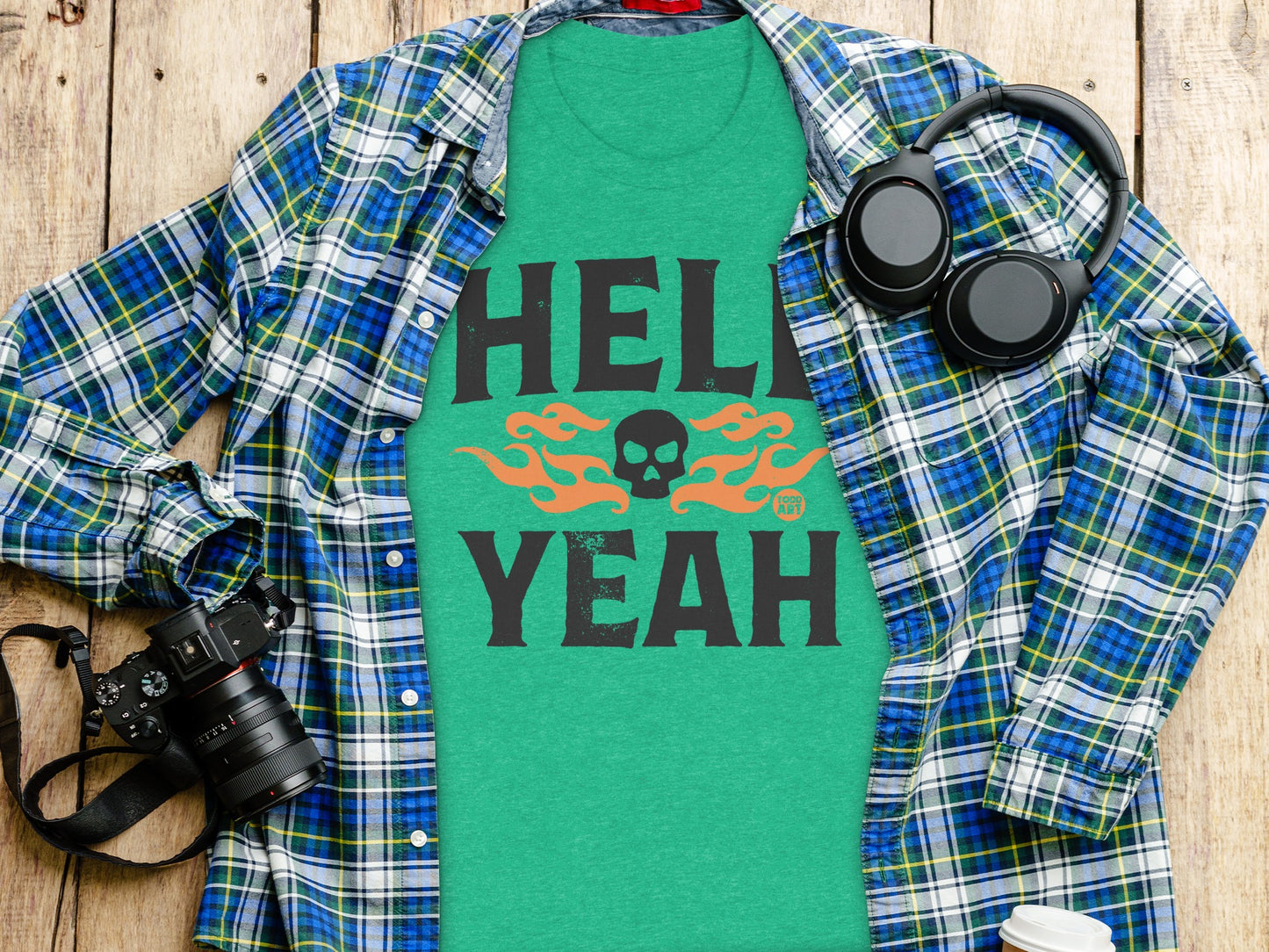 Hell Yeah Skull Flames Graphic Shirt product