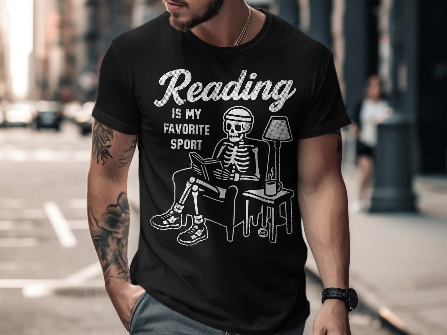 Reading Is My Favorite Sport Skeleton T-Shirt
