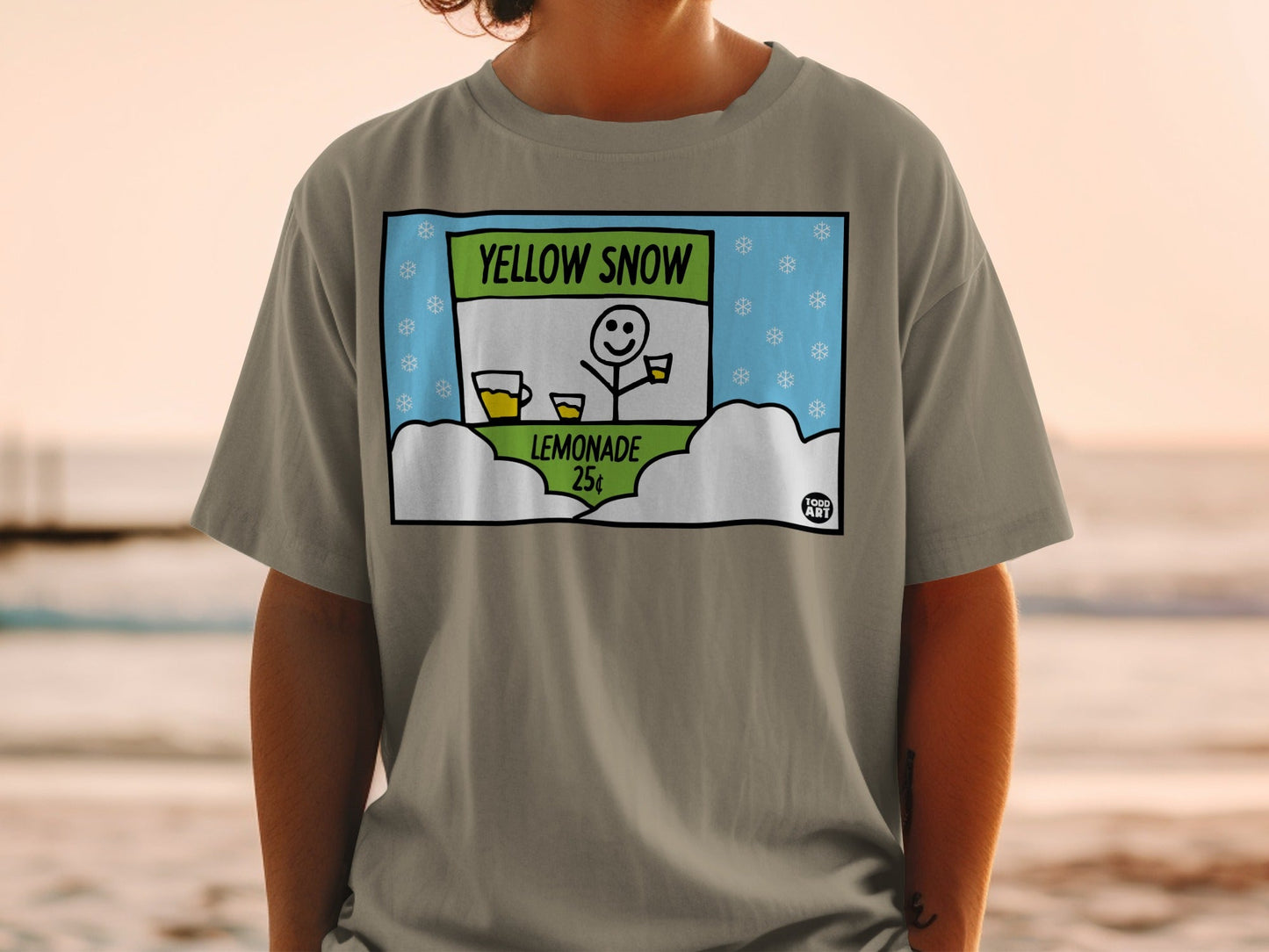 Yellow Snow Lemonade 25 Cents Funny Graphic T-shirt