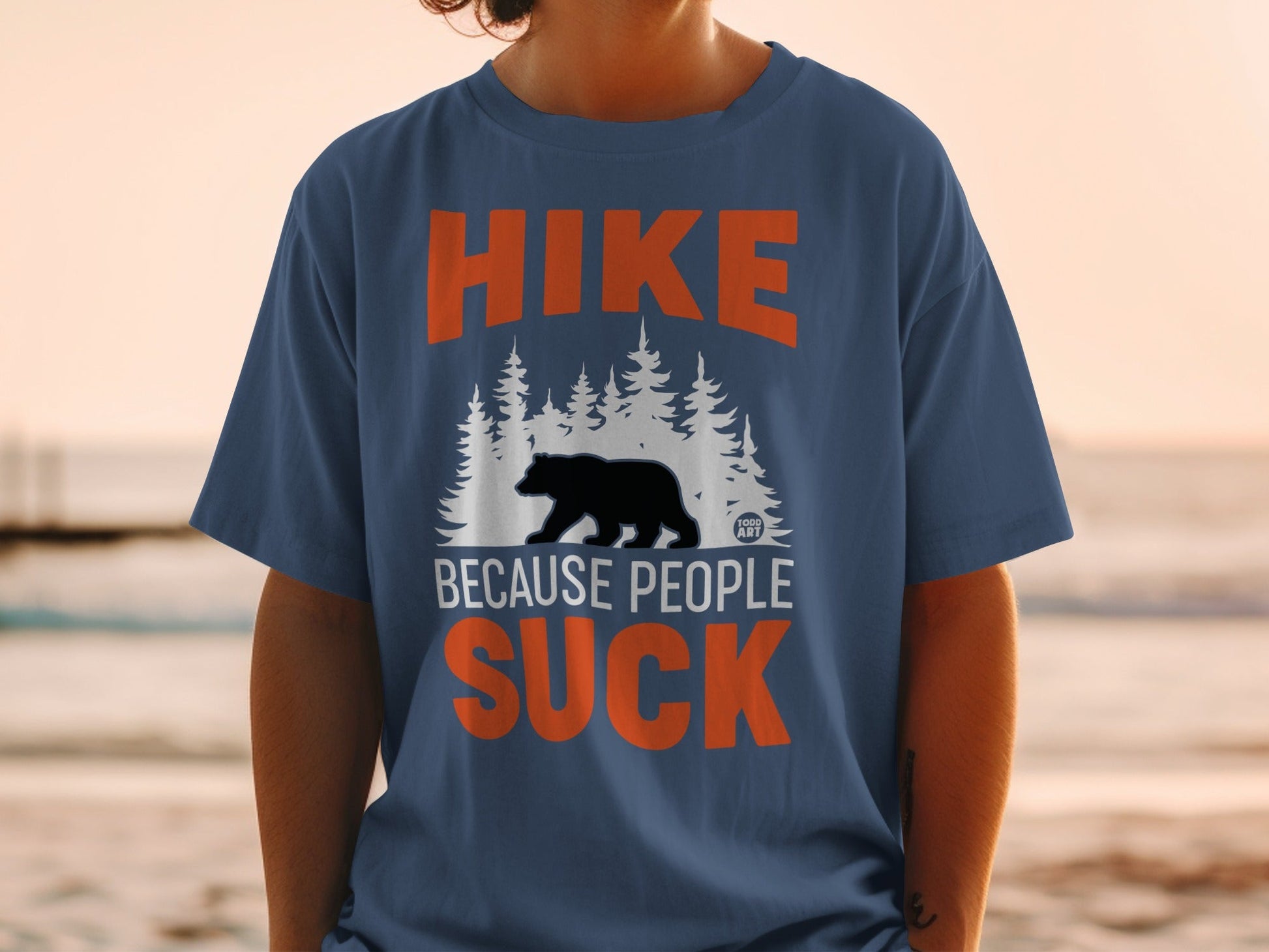 Hike Because People Suck Bear and Trees T-Shirt