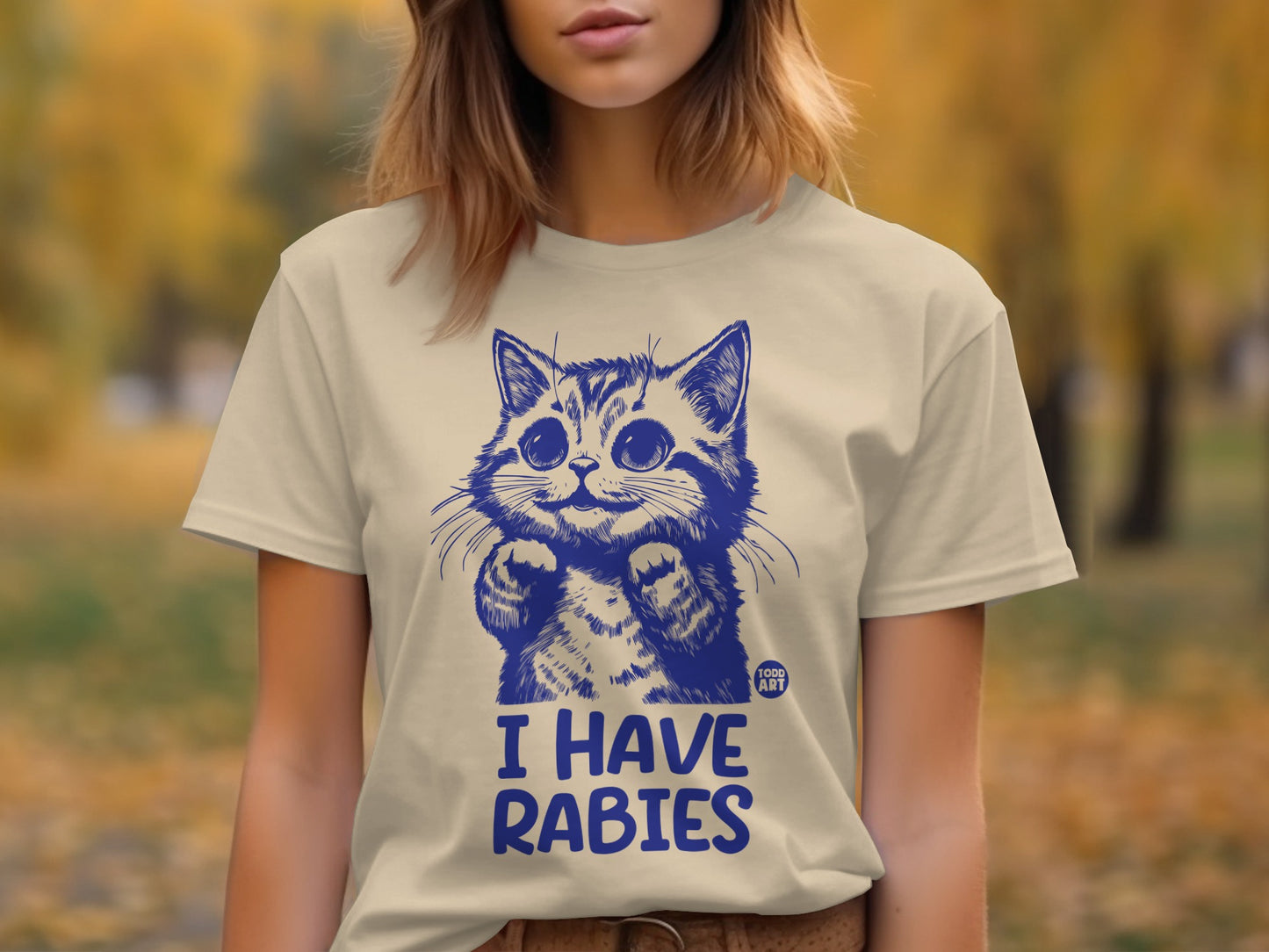 Funny I Have Rabies Cat Illustration T-Shirt