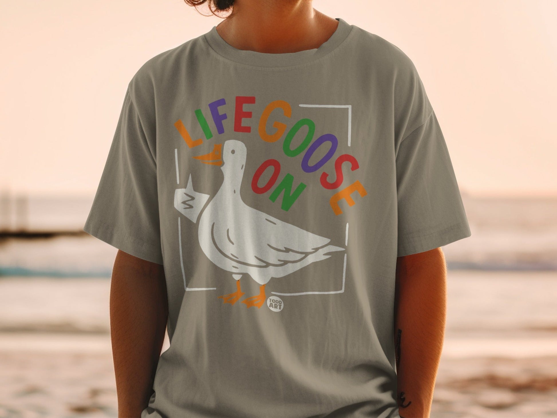 Life Goose On colorful text duck printed t-shirt