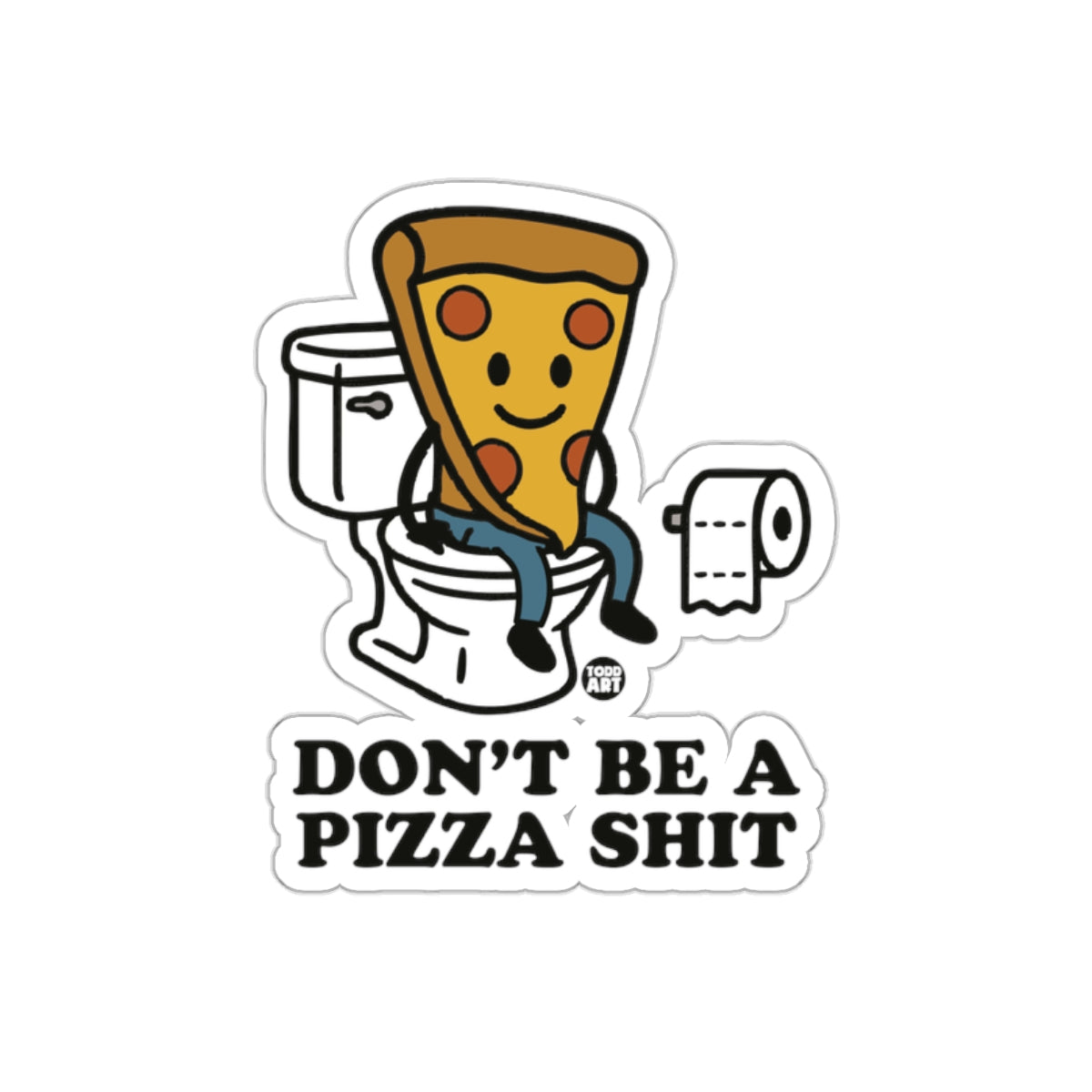 Funny Pizza On Toilet Humorous Graphic Image sticker
