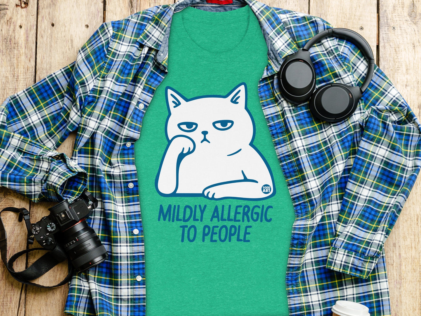 Mildly Allergic To People Cat Graphic T-Shirt