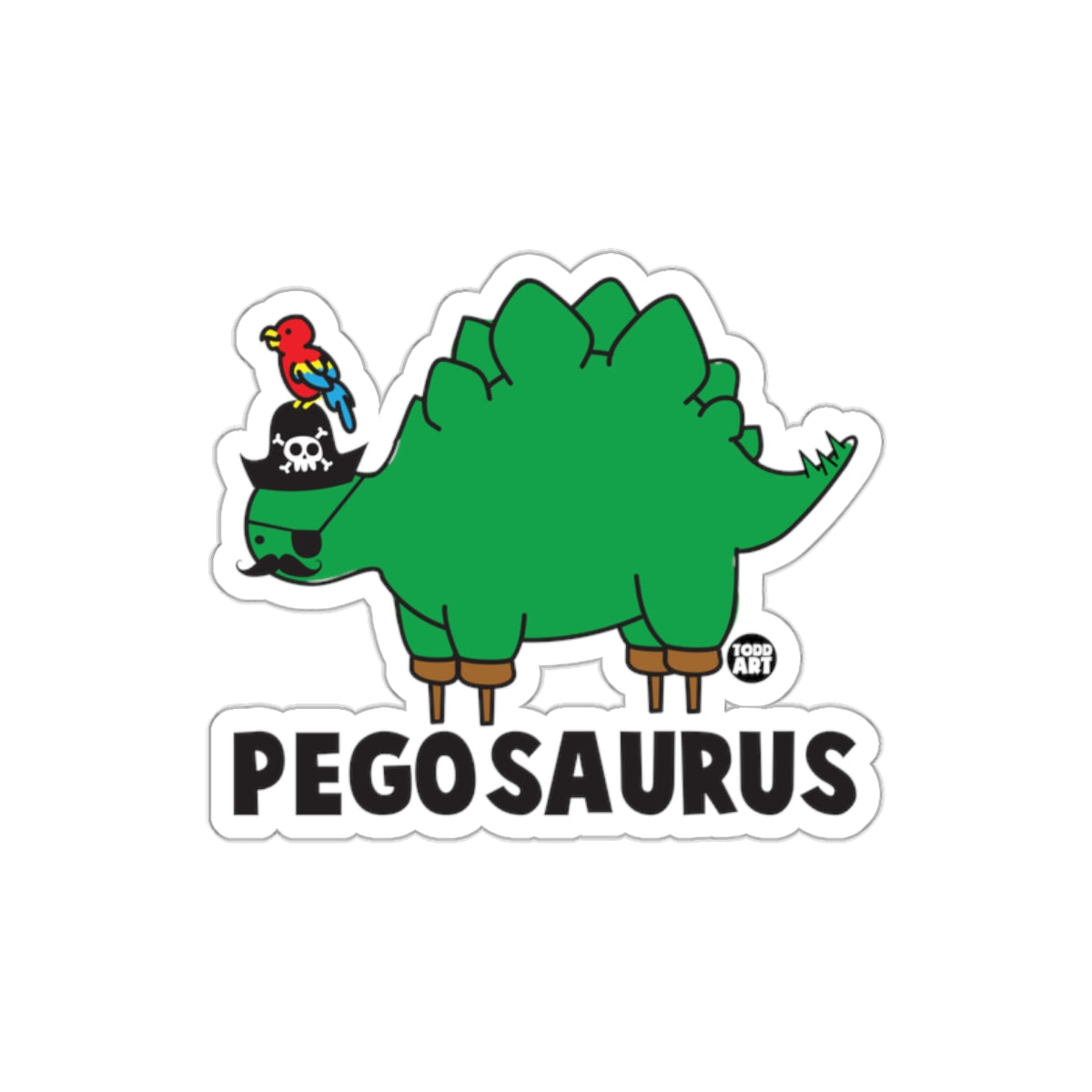 Pego Saurus Pirate Parrot Funny Dinosaur Sticker