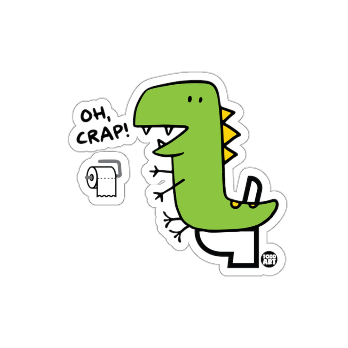 Fun Dinosaur Cartoon Saying Oh Crap Sticker