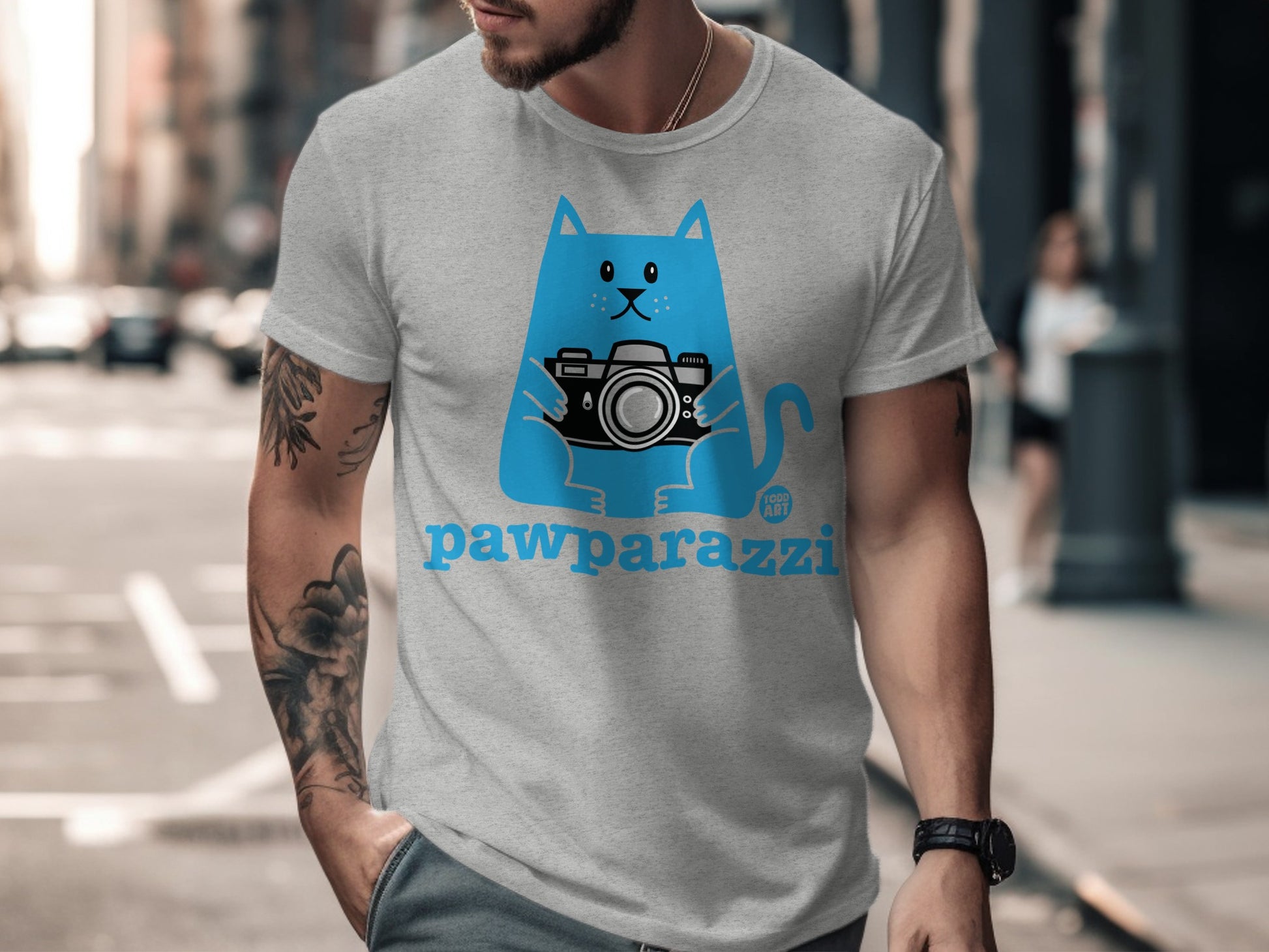 Pawparazzi Cat with Camera Graphic T-Shirt