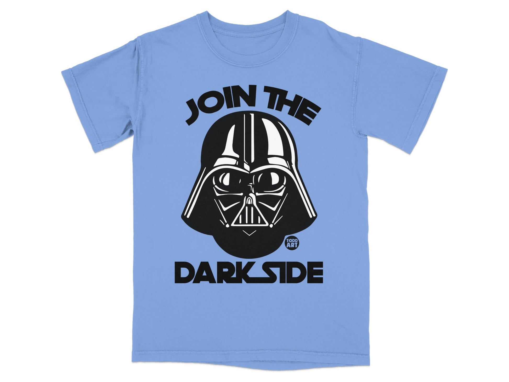 Light blue t-shirt with Darth Vader helmet and "JOIN THE DARK SIDE" text.