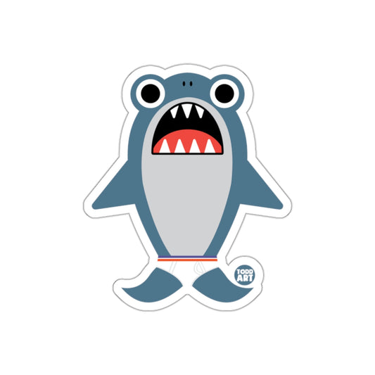 Funny Shark Character Standing Sticker with Todd Art