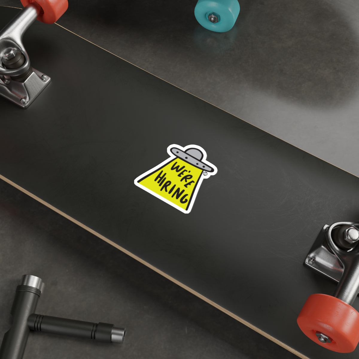 UFO WFH Hiring Sticker for Skateboard Product