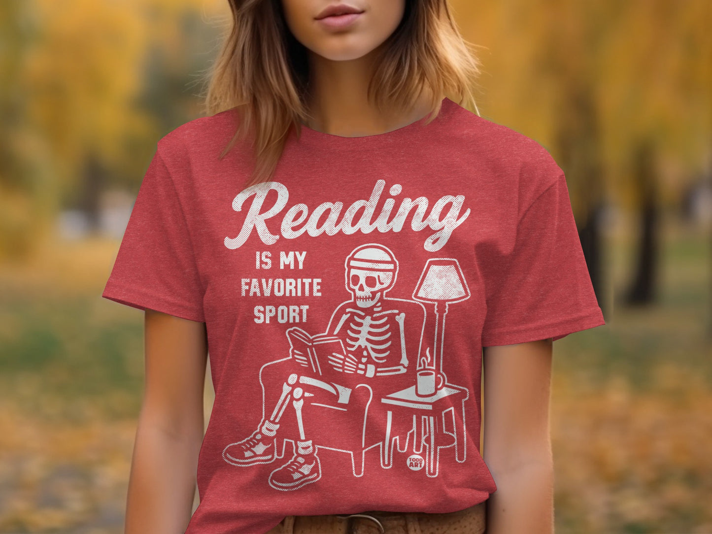 Reading Is My Favorite Sport Skeleton Theme Shirt