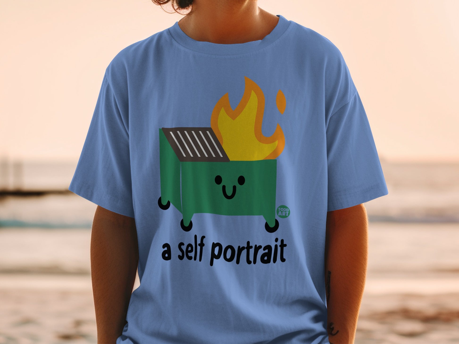 Blue Flaming Dumpster Smiling Face a Self Portrait product type