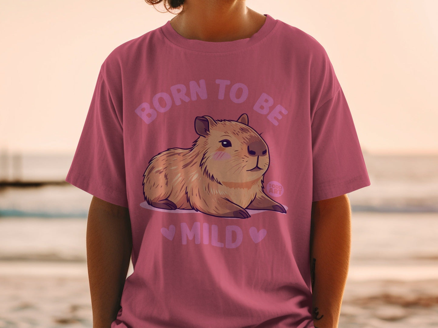Born To Be Mild Capybara Design T-Shirt