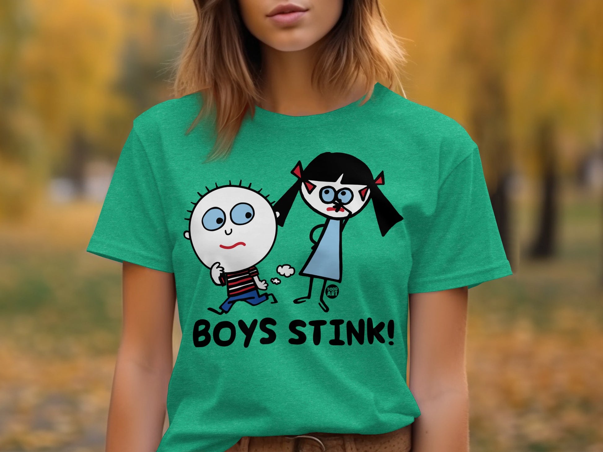 Boys Stink Statement Making Green Graphic Tee