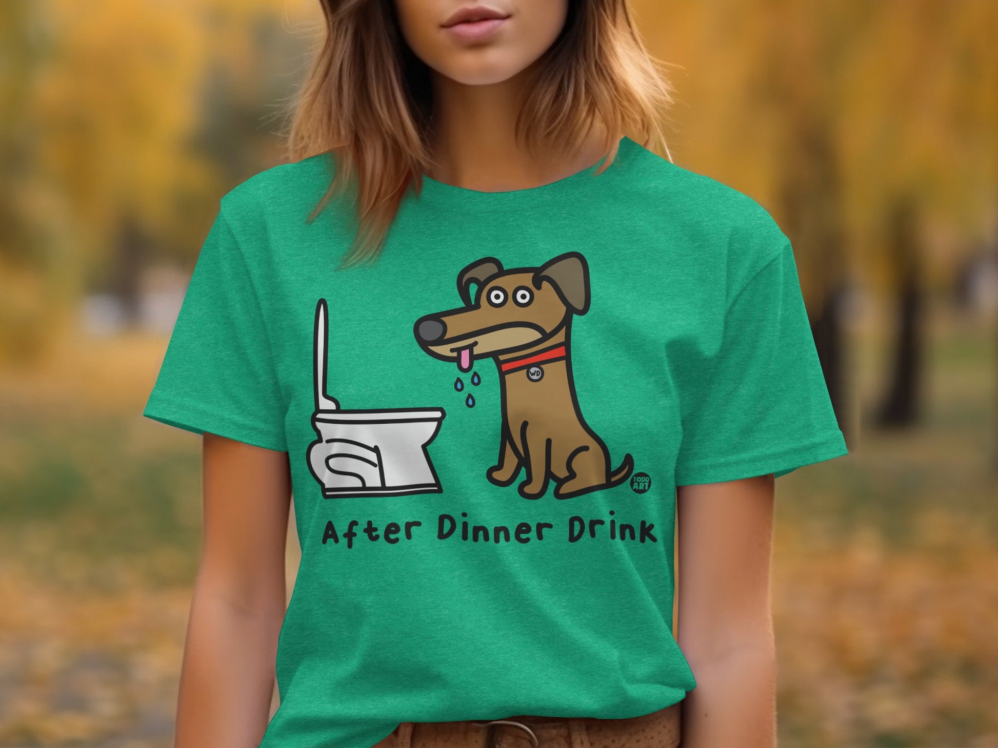 Funny Dog Drinking from Toilet Humor T-shirt