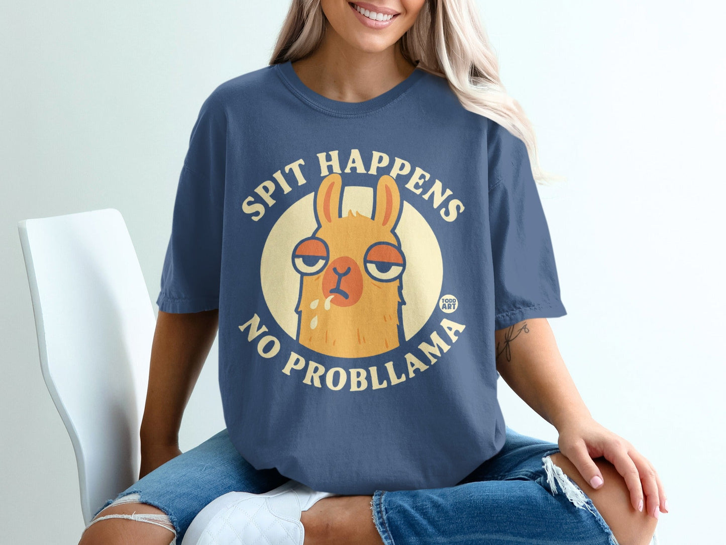 Spit Happens No Probllama Funny Graphic T-shirt