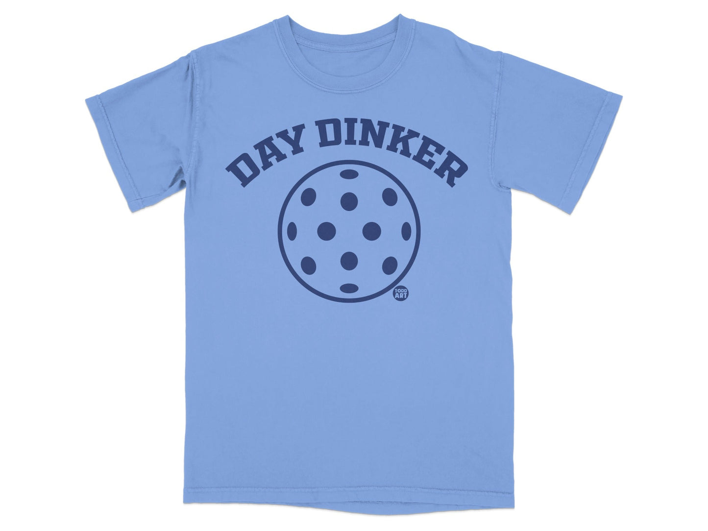 Light blue t-shirt with "DAY DINKER" and pickleball graphic.