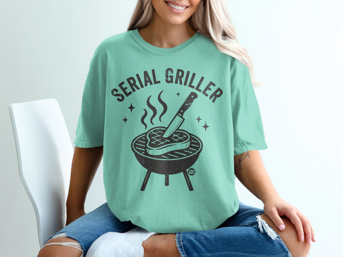 SERIAL GRILLER steak knife grill design t-shirt product type