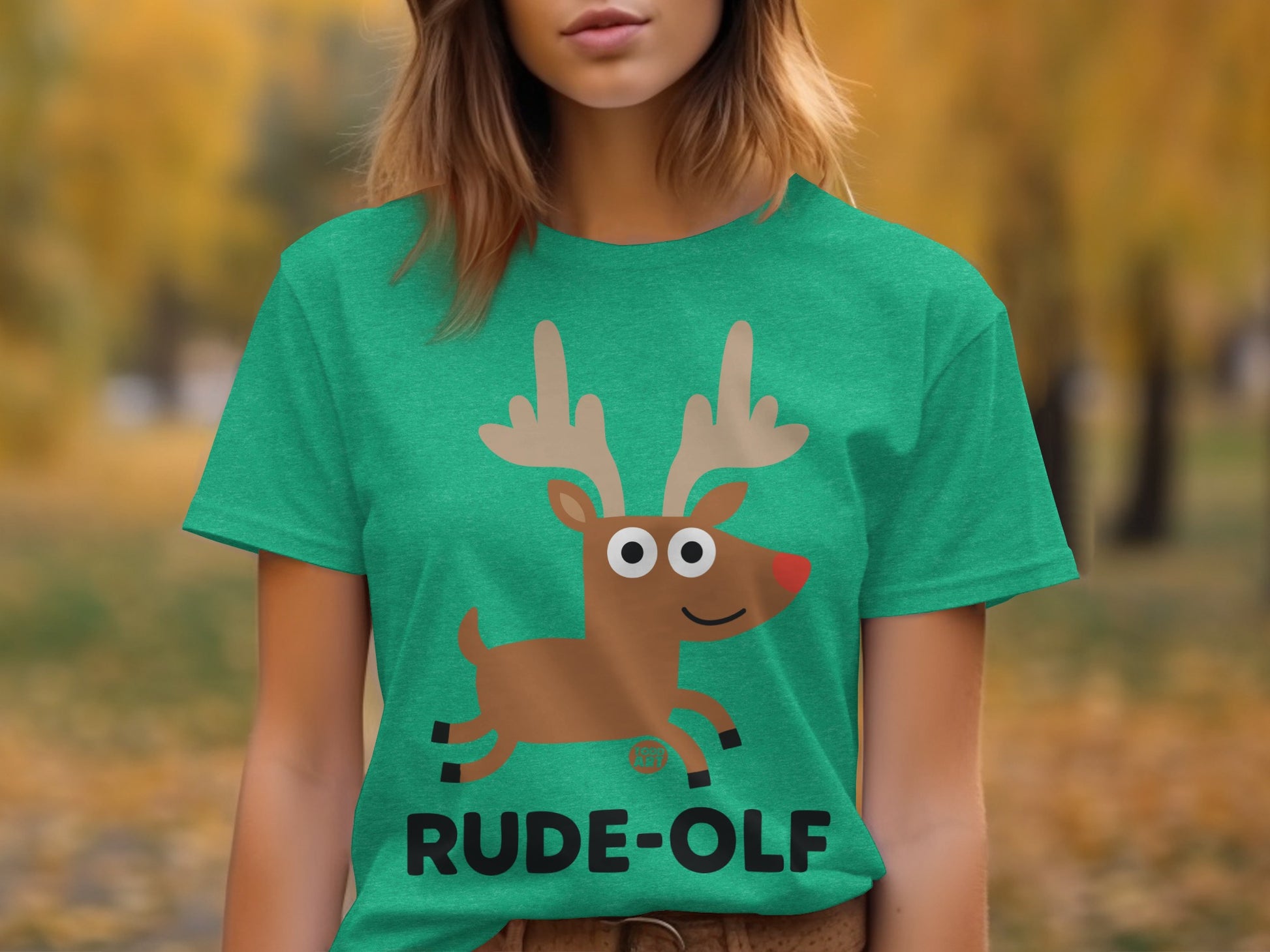 Funny Rude-Olf Christmas Reindeer T-shirt for Friends
