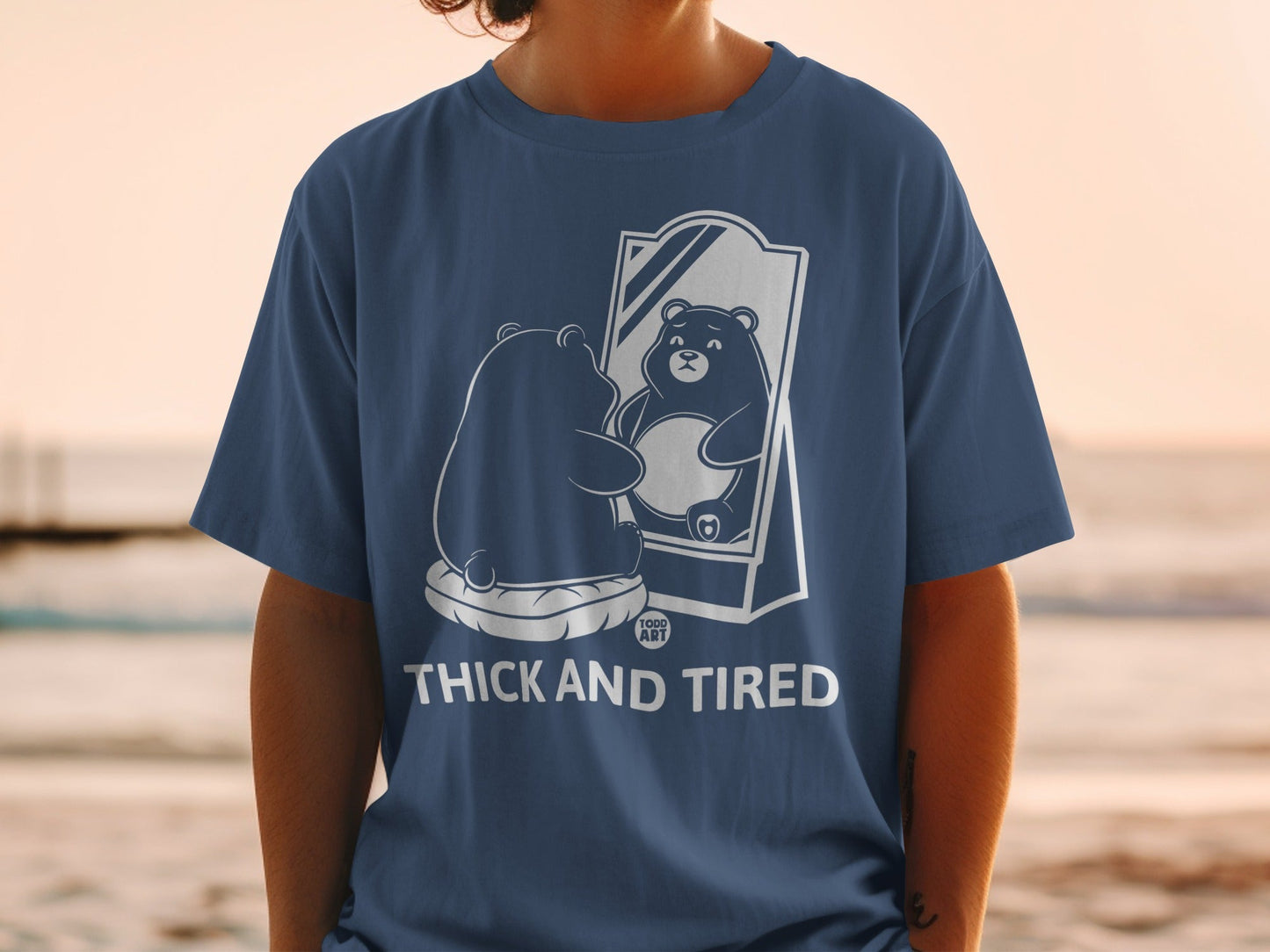 Thick and Tired Cute Bear Graphic T-shirt