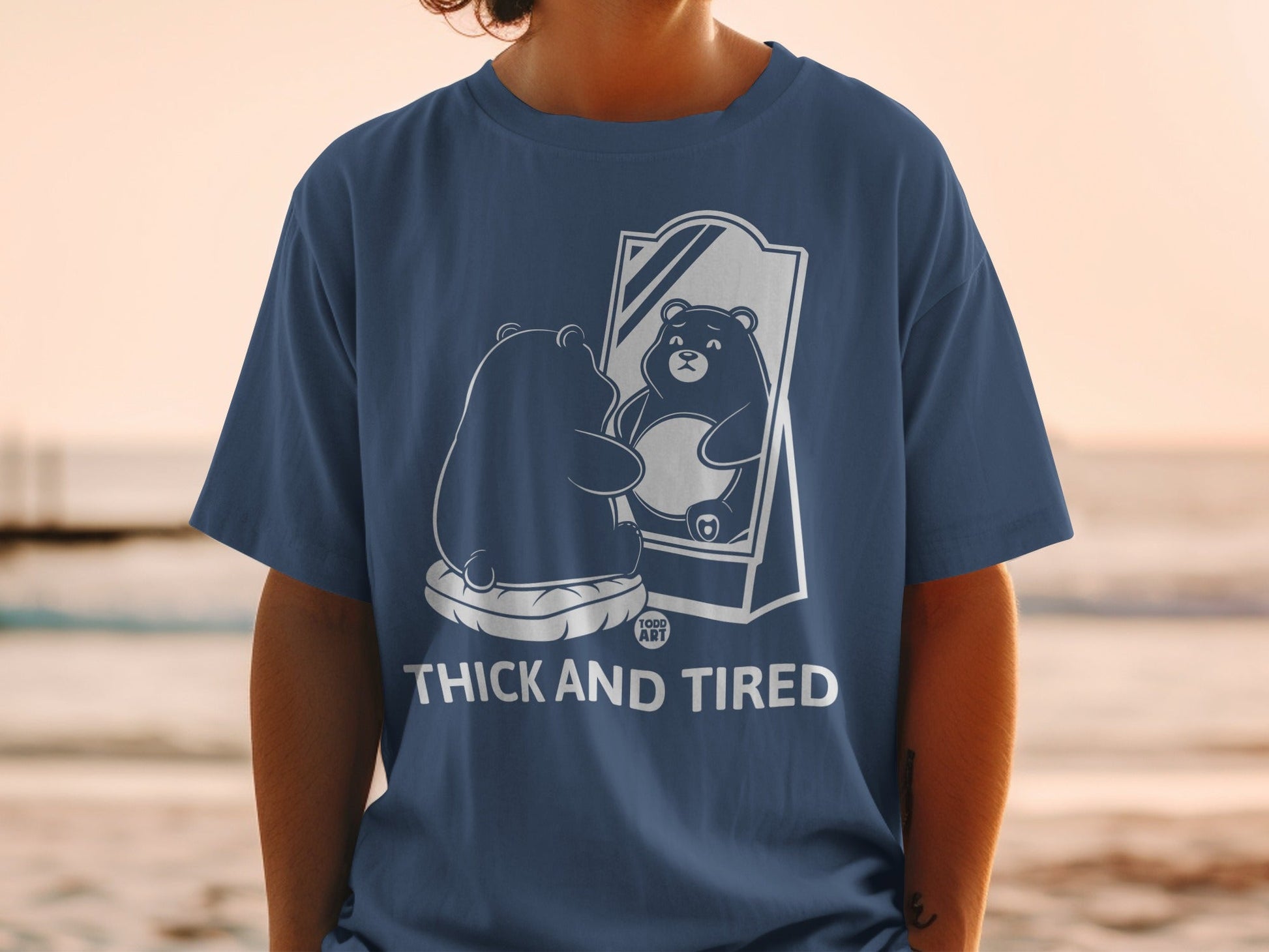 Thick and Tired Cute Bear Graphic T-shirt